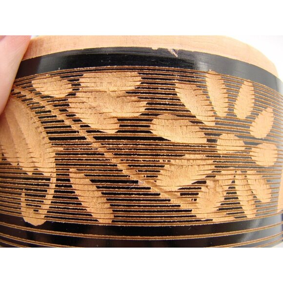 Hand Carved Handmade Wood Trinket Jewelry Box Jar w/ Lid Personalized Donna 5x4" - Picture 11 of 11